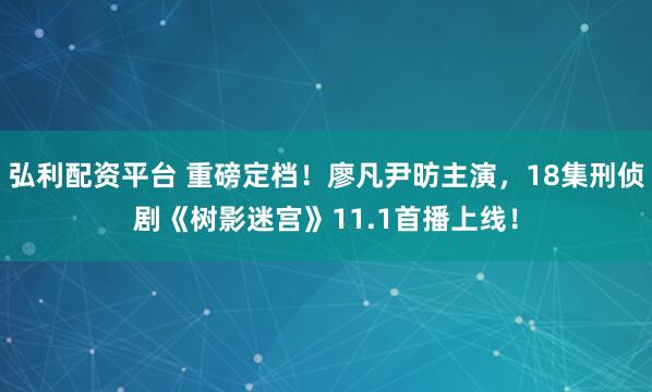 弘利配资平台 重磅定档！廖凡尹昉主演，18集刑侦剧《树影迷宫》11.1首播上线！